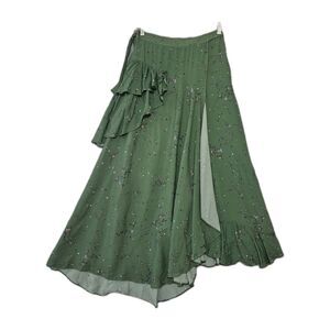 Preen Line By Thornton Bregazzi Women's Green Waterfall Wrap Skirt XS